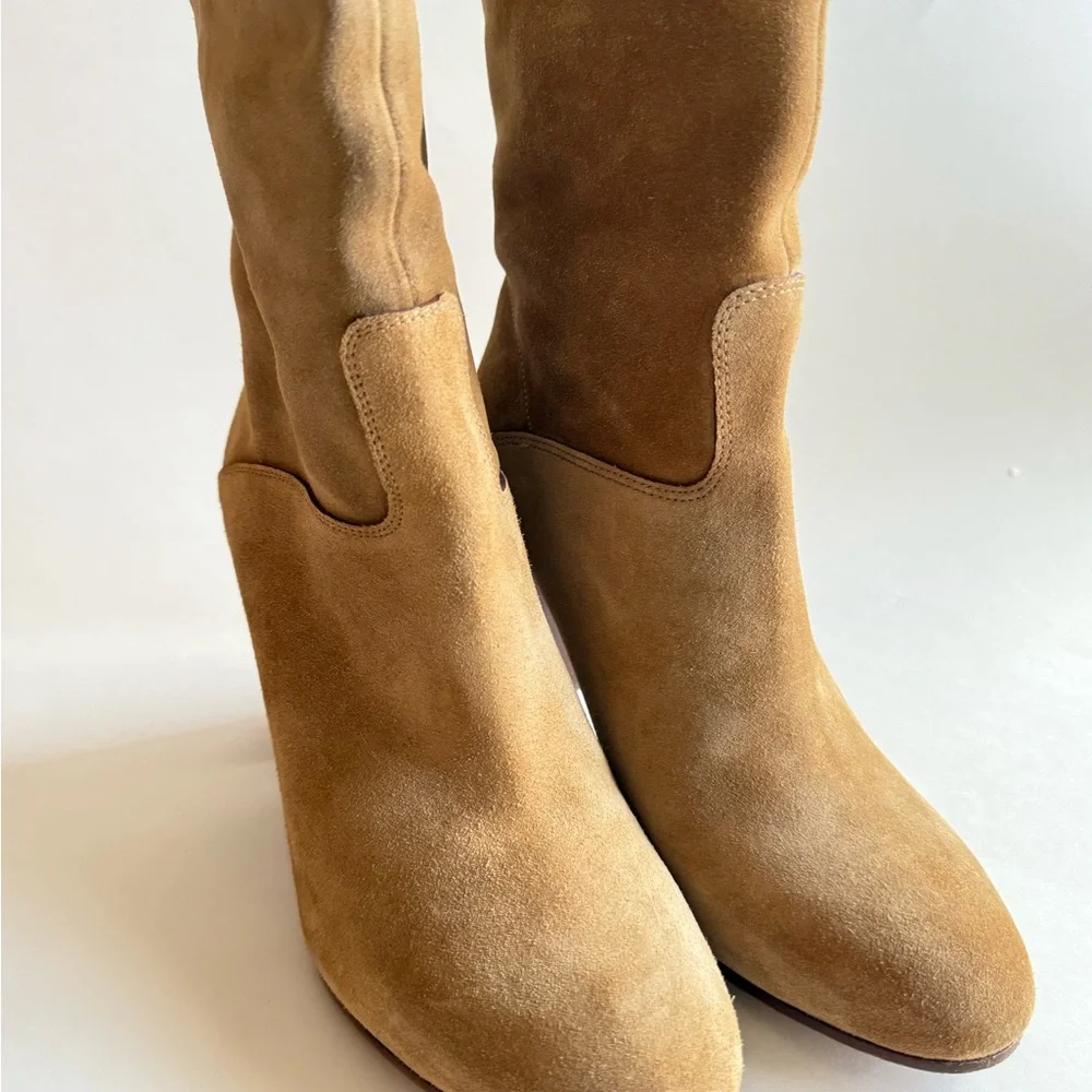 Polo Ralph Lauren Brindley Tan Suede Boot with stacked heel Size 7.5 - Picture 3 of 8